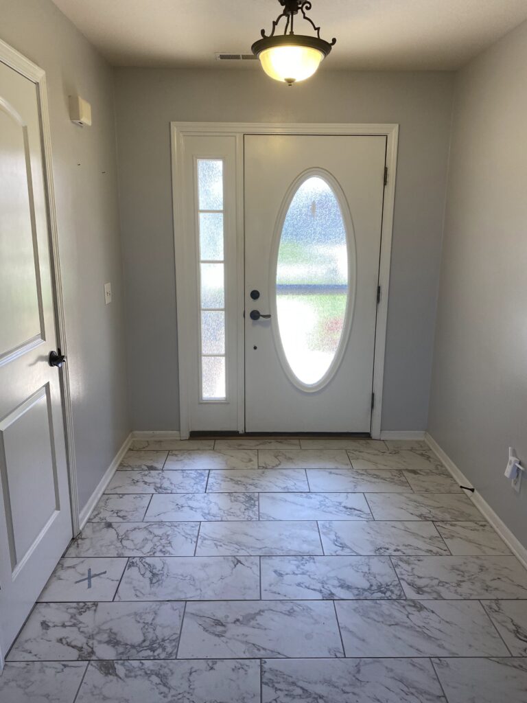 Marble tile in entryway